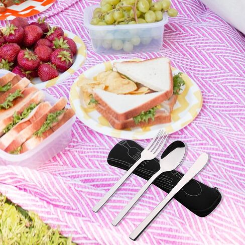 12 PCS Travel Camping Cutlery with Case Set for 4, Stainless Steel in Kuwait