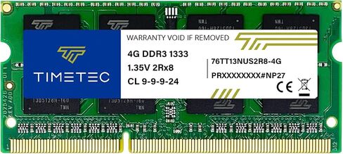 Timetec 8GB KIT(2x4GB) DDR3 / DDR3L 1333MHz PC3-10600 Non-ECC Unbuffered 1.5V / 1.35V CL9 2Rx8 Dual Rank Low Density 204 Pin SODIMM Laptop Notebook PC Computer Memory RAM Module Upgrade in Kuwait