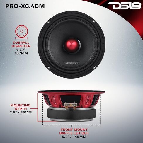 DS18 PRO-X6.4BM مكبر صوت متوسط ​​المدى مقاس 6.5 بوصة مع رصاصة 250 وات RMS 4 أوم (متجدد) in Kuwait