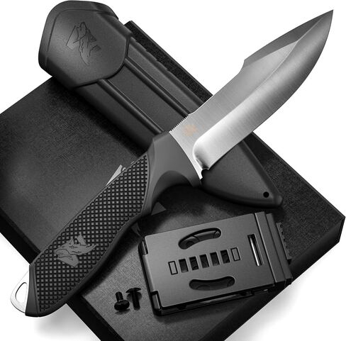 ODENWOLF WOLF-II Full Tang Survival Knife - Strong Tactical Fixed Blade - D2 Steel - Bushcraft, Camping & EDC Outdoor Knife with TPE Handle and Multi Lok Sheath in Saudi Arabia