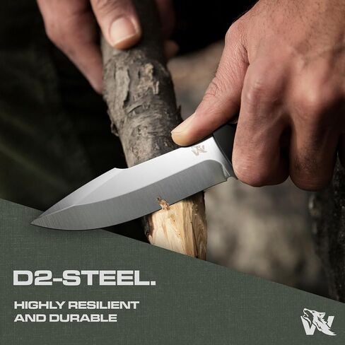 ODENWOLF WOLF-II Full Tang Survival Knife - Strong Tactical Fixed Blade - D2 Steel - Bushcraft, Camping & EDC Outdoor Knife with TPE Handle and Multi Lok Sheath in Saudi Arabia