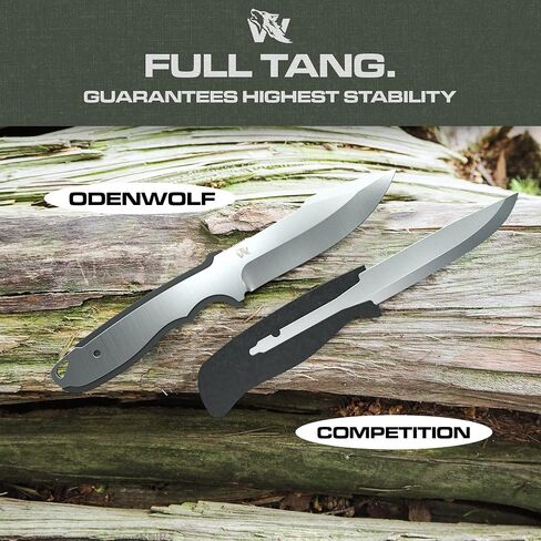 ODENWOLF WOLF-II Full Tang Survival Knife - Strong Tactical Fixed Blade - D2 Steel - Bushcraft, Camping & EDC Outdoor Knife with TPE Handle and Multi Lok Sheath in Saudi Arabia