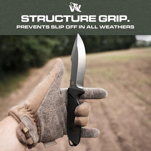 ODENWOLF WOLF-II Full Tang Survival Knife - Strong Tactical Fixed Blade - D2 Steel - Bushcraft, Camping & EDC Outdoor Knife with TPE Handle and Multi Lok Sheath in Saudi Arabia
