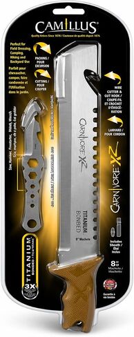 Camillus Carnivore XZ 8 "مجموعة سكاكين ذات نصل ثابت مع أداة متعددة، سكين تخييم من الفولاذ المربوط بالتيتانيوم مع غمد in Kuwait