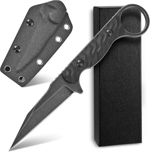 C1341 Fixed Blade Knife, K110 Black Stonewashed Steel Blade G10 Handle EDC Tool Knife for Outdoor Survival Hiking Camping(Black) in Saudi Arabia
