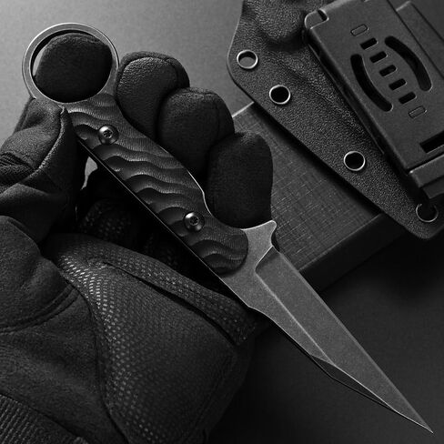 C1341 Fixed Blade Knife, K110 Black Stonewashed Steel Blade G10 Handle EDC Tool Knife for Outdoor Survival Hiking Camping(Black) in Saudi Arabia