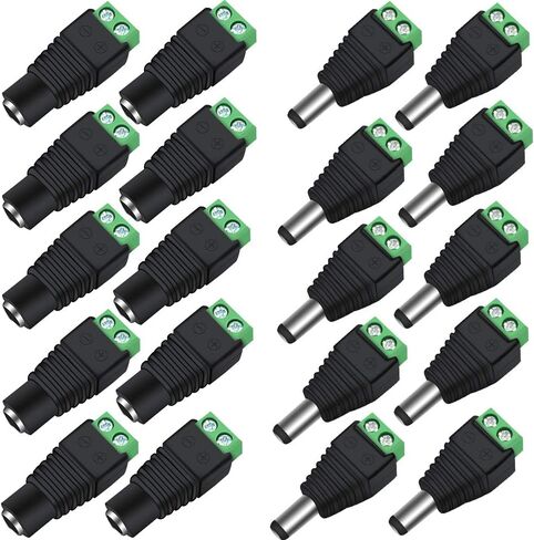 inShareplus 10 Pairs 5.5mm x 2.1mm DC Power Jack Plug Adapter Connectors, Male and Female Screw Terminal Connector for 12V Strip Lights, Low Voltage Lighting and DC Power Connection in Saudi Arabia