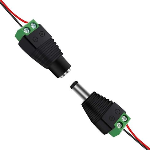 inShareplus 10 Pairs 5.5mm x 2.1mm DC Power Jack Plug Adapter Connectors, Male and Female Screw Terminal Connector for 12V Strip Lights, Low Voltage Lighting and DC Power Connection in Saudi Arabia