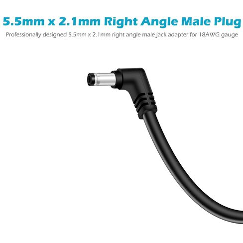 10-Pack 18AWG DC Power Pigtail Cable, 5.5mm x 2.1mm Right Angle DC Barrel Male Plug Jack Connector to Bare Wire Power Supply Adapter Repair Cord for CCTV Surveillance Security Camera LED Strip, 1FT in Kuwait