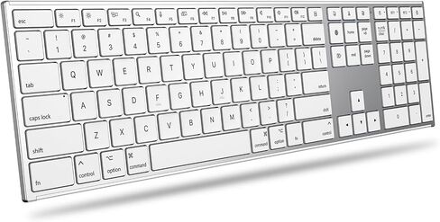 OMOTON Full Size Wireless Keyboard for Mac, Metal Frame, Silver in Saudi Arabia