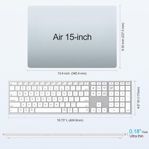 OMOTON Full Size Wireless Keyboard for Mac, Metal Frame, Silver in Saudi Arabia