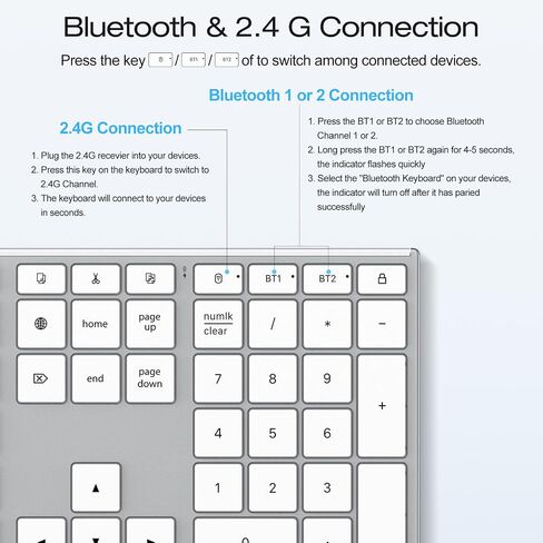 OMOTON Full Size Wireless Keyboard for Mac, Metal Frame, Silver in Saudi Arabia