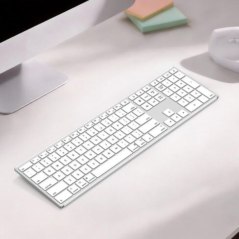 OMOTON Full Size Wireless Keyboard for Mac, Metal Frame, Silver in Saudi Arabia