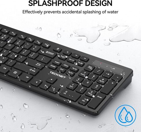 TECKNET Wireless Keyboards Full Size, Bluetooth+2.4G USB for Windows, Black in Saudi Arabia