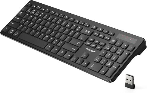 TECKNET Wireless Keyboards Full Size, Bluetooth+2.4G USB for Windows, Black in Saudi Arabia