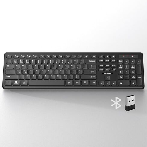 TECKNET Wireless Keyboards Full Size, Bluetooth+2.4G USB for Windows, Black in Saudi Arabia