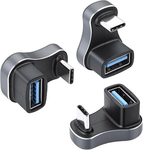 aceyoon U Shape USB C Adapter 3Pack 180 Degree Angled 10Gbps Data Transfer USB 3.0 Male to 3.1 Type C Female Coupler 36W Charging USB Connector 4K@60HZ Video for Laptop/Phone in Saudi Arabia