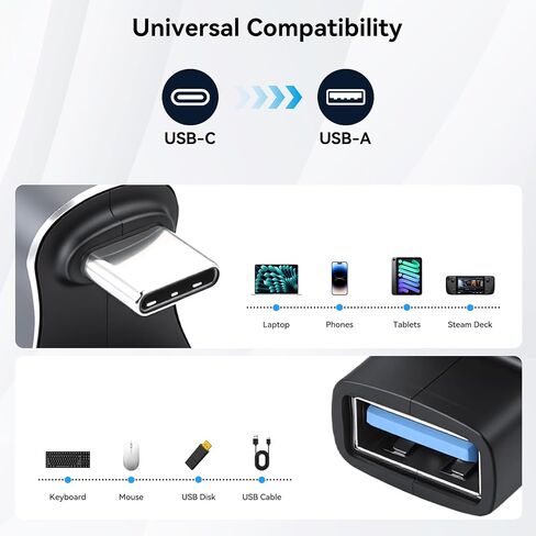 aceyoon U Shape USB C Adapter 3Pack 180 Degree Angled 10Gbps Data Transfer USB 3.0 Male to 3.1 Type C Female Coupler 36W Charging USB Connector 4K@60HZ Video for Laptop/Phone in Saudi Arabia