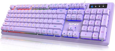 NPET Purple Wired Gaming Keyboard, Backlit Membrane USB Keyboard for PC in Saudi Arabia