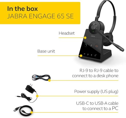 Jabra Engage 65 SE (Second Edition) Wireless Headset, Dual-Ear – Telephone Headset, Advanced Noise-Cancelling Microphone(Renewed) in Saudi Arabia