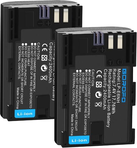2-Pack LP-E6 Battery, for Canon EOS R R5 R6 R7 5D Mark II III and IV 90D 70D 5Ds 6D 5Ds 80D 7D 60D 5Ds MKii, MKii MKiii MKiv 5D4 Digital Camera Battery (2 Batteries) in Saudi Arabia