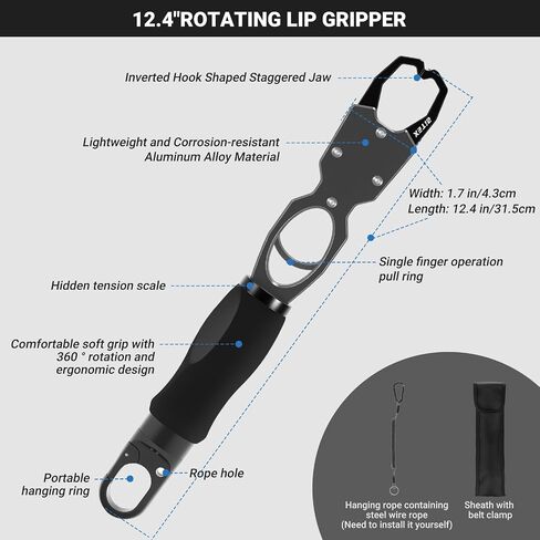 BiteX Fish Lip Gripper with 40lb Scale, 360° Rotating Fish Holder in Saudi Arabia