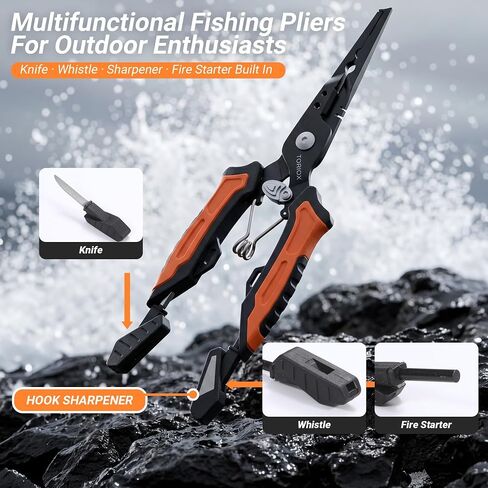 TORIOX Fishing Tool Kit,Fishing Pliers Set with Fish Lip Gripper, Fillet Knife, Braid Scissors & Multitool, Saltwater Freshwater Fishing Gear for Hook Removal, Fish Scaling & Cutting in Saudi Arabia