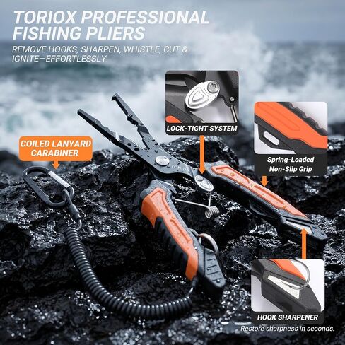 TORIOX Fishing Tool Kit,Fishing Pliers Set with Fish Lip Gripper, Fillet Knife, Braid Scissors & Multitool, Saltwater Freshwater Fishing Gear for Hook Removal, Fish Scaling & Cutting in Saudi Arabia