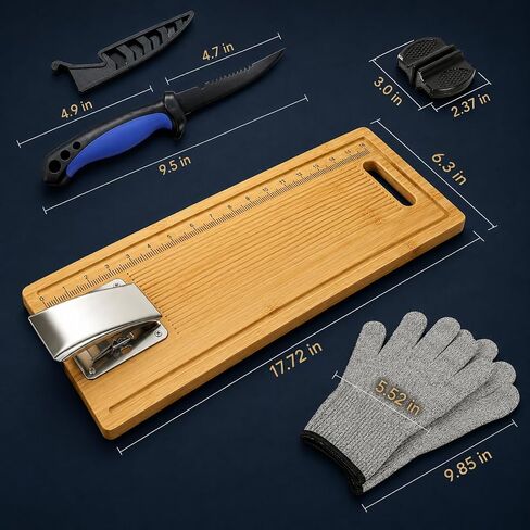 Fish Cleaning Board18in, Fish Fillet Board with Clamp Fillet Knife Gloves in Saudi Arabia