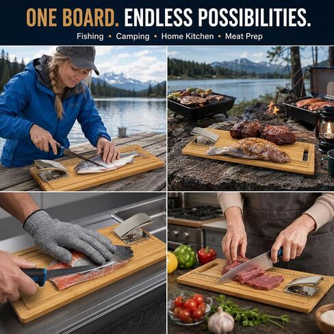 Fish Cleaning Board18in, Fish Fillet Board with Clamp Fillet Knife Gloves in Saudi Arabia