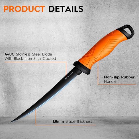 BasicGear Fishing Fillet Knife Set of 4, 5-7-8-9 in, 440C Steel Super Sharp in Kuwait