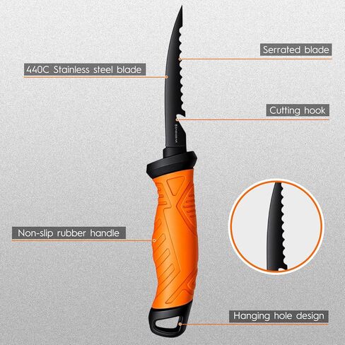 BasicGear Fishing Fillet Knife Set of 4, 5-7-8-9 in, 440C Steel Super Sharp in Kuwait