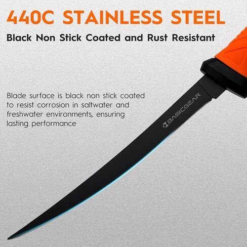BasicGear Fishing Fillet Knife Set of 4, 5-7-8-9 in, 440C Steel Super Sharp in Kuwait