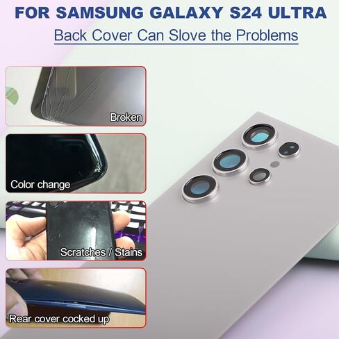 بديل الزجاج الخلفي لهاتف Samsung Galaxy S24 Ultra 5G 6.8 بوصة 2024 غطاء خلفي لهاتف Samsung Galaxy S24 Ultra S928 Ultra غطاء البطارية استبدال باب الإسكان مع أدوات التثبيت (أسود تيتانيوم) in Kuwait