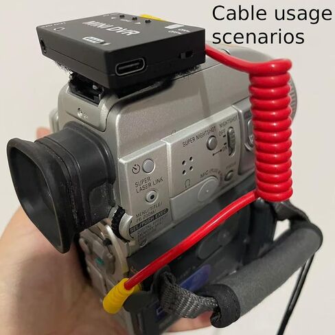 3.5mm to 3.5mm Coiled Camcorder Cable, 4-Pole TRRS Male to Male AV Cord, Right-Angle Plugs, Connects DV Camcorder AV Out to Mini DVR, Audio + Video, Retro Y2K Recording, Plug & Play in Saudi Arabia