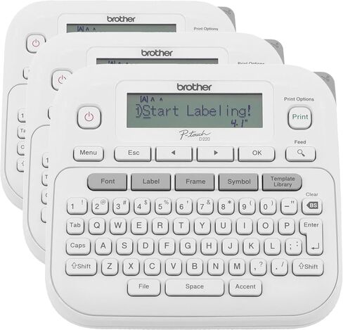 صانع الملصقات اليومية Brother P-Touch PTD220 للمنزل/المكتب | طباعة أشرطة ملصقات TZe حتى 1/2 بوصة باللون الأبيض in Kuwait