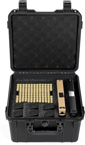 Ammo Storage Case for storing 2 pistol & 6 Magazines & 423 Rounds 9mm Ammo - Lockable Storage Protection Box With 3 Trays Compatible With 9x19mm Parabellum, 9mm Luger, 380ACP & More in Kuwait