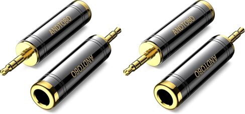 ANDTOBO 1/4'' to 3.5 mm Stereo Pure Copper Headphone Adapter, 3.5 mm(1/8'') Plug Male to 6.35 mm (1/4'') Jack Female Stereo Adapter for Headphone, Amp Adapter, Black 2-Pack in Kuwait