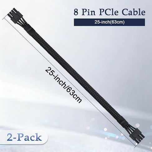 كابل YEZriler 2-Pack 8 Pin PCIe لإمدادات الطاقة MSI MAG A650GL A750GL A850GL A1000GL A1250GL، ATX 3.0، 8 Pin Male إلى PCIe 8 Pin (6+2) كابل بأكمام ذكر لـ MSI MPG A850G A1000G PSU in Kuwait