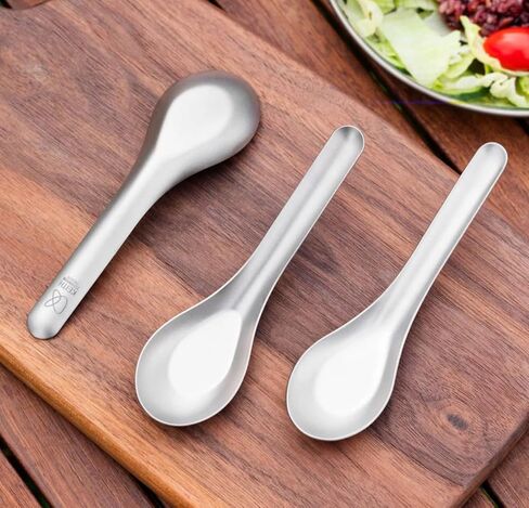 KEITH Titanium Ti5316 Small Spoon, Deep Bowl Design, Grade 1 Pure Titanium Spoon for Soup, Dessert, Rice, Yogurt, Camping & Everyday Use in Kuwait