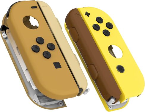 eXtremeRate DIY Replacement Shell Buttons for Nintendo Switch & Switch OLED Joycon and Strap, Monsters Brown & Yellow Controller Housing Case Wrist Strap Cover with Buttons for Switch & Switch OLED in Saudi Arabia