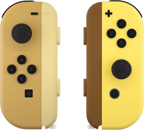 eXtremeRate DIY Replacement Shell Buttons for Nintendo Switch & Switch OLED Joycon and Strap, Monsters Brown & Yellow Controller Housing Case Wrist Strap Cover with Buttons for Switch & Switch OLED in Saudi Arabia