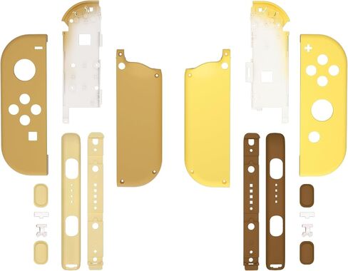 eXtremeRate DIY Replacement Shell Buttons for Nintendo Switch & Switch OLED Joycon and Strap, Monsters Brown & Yellow Controller Housing Case Wrist Strap Cover with Buttons for Switch & Switch OLED in Saudi Arabia