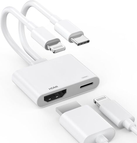 محول 2 في 1 Lightning وUSB-C إلى HDMI لهاتف iPhone 17 16 15 14 13 12 in Kuwait