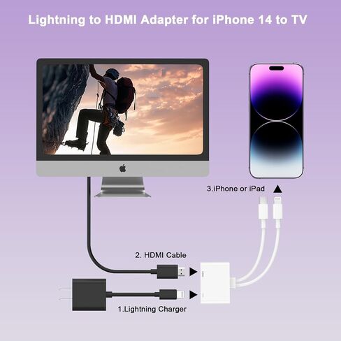 محول 2 في 1 Lightning وUSB-C إلى HDMI لهاتف iPhone 17 16 15 14 13 12 in Kuwait