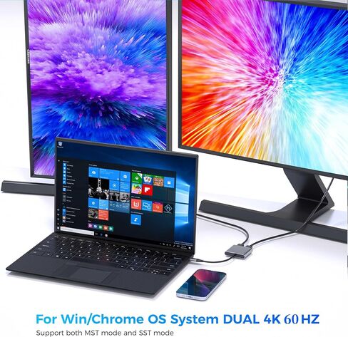 USB C to Dual DisplayPort(DP) Adapter Splitter 8K, Dual Monitor Adapter for Dell HP Surface Laptops,Type C to 2 DP Hub Dongle 8K@30hz/ 4K@144HZ... in Kuwait