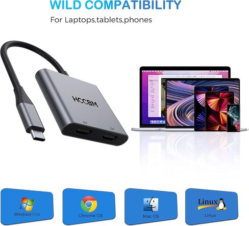 USB C to Dual DisplayPort(DP) Adapter Splitter 8K, Dual Monitor Adapter for Dell HP Surface Laptops,Type C to 2 DP Hub Dongle 8K@30hz/ 4K@144HZ... in Kuwait