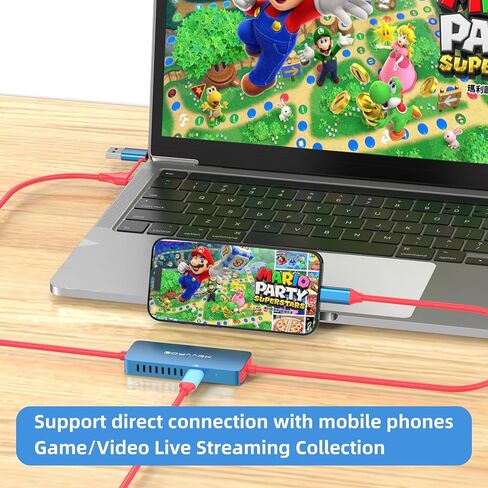 HDMI Video Capture Card Compatible with Nintendo Switch 2, Mobile Phones, and PC Devices Features a PD 100W Charging Port Supports 4K60Hz Video Capture for Gaming livestreaming and Recording in Saudi Arabia
