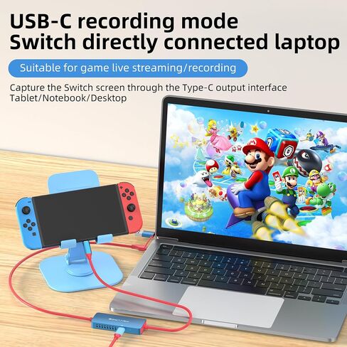 HDMI Video Capture Card Compatible with Nintendo Switch 2, Mobile Phones, and PC Devices Features a PD 100W Charging Port Supports 4K60Hz Video Capture for Gaming livestreaming and Recording in Saudi Arabia
