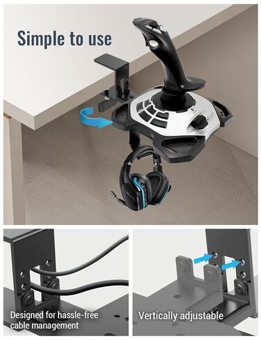 حامل مكتب Flight Sim متوافق مع Thrustmaster SimTask Farmstick، SOL-R2، T16000M، T.Flight Hotas، AVA FA-18، Turtle Beach Flightstick/Flightdeck، عصا التحكم Logitech 3D Pro USB، WINWING URSA MINOR in Kuwait